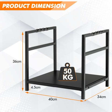 Black Firewood Log Rack with Sturdy Bottom Panel and Screw Thread Handle