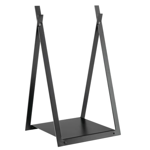 Black Firewood Log Rack with Sturdy Bottom Panel