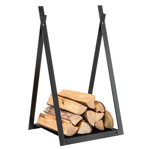 Black Firewood Log Rack with Sturdy Bottom Panel