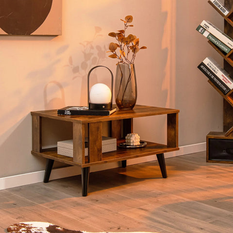Modern Industrial Coffee table with Elegant Wood Grain Surface and Stable Structure