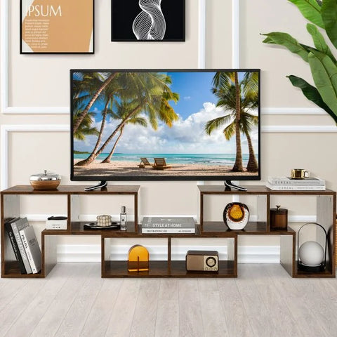 Modern and Minimalist TV Stand with Convertible Shelves and Contemporary Design