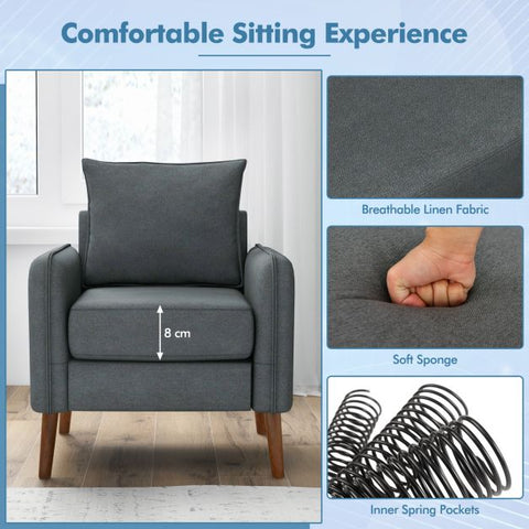 Signature Armchair with Rubber Wooden Legs in Charcoal Grey