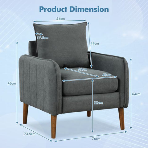 Signature Armchair with Rubber Wooden Legs in Charcoal Grey