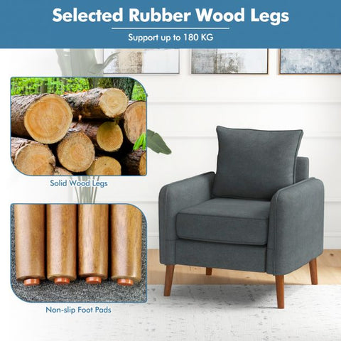 Signature Armchair with Rubber Wooden Legs in Charcoal Grey