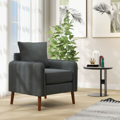 Signature Armchair with Rubber Wooden Legs in Charcoal Grey