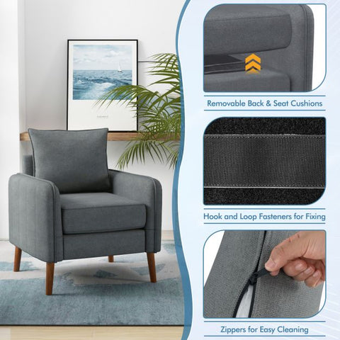 Signature Armchair with Rubber Wooden Legs in Charcoal Grey
