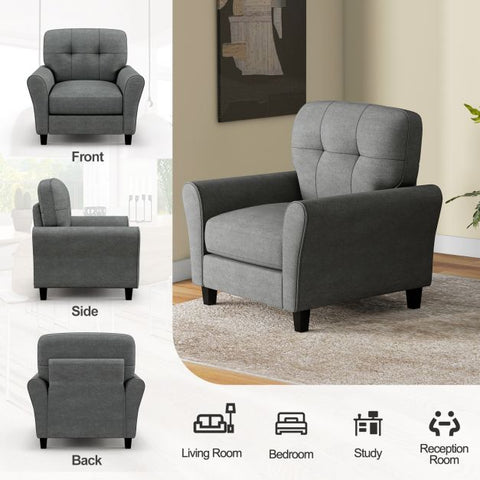 Signature Wide Armchair with Soften Backrest and Seat in Grey