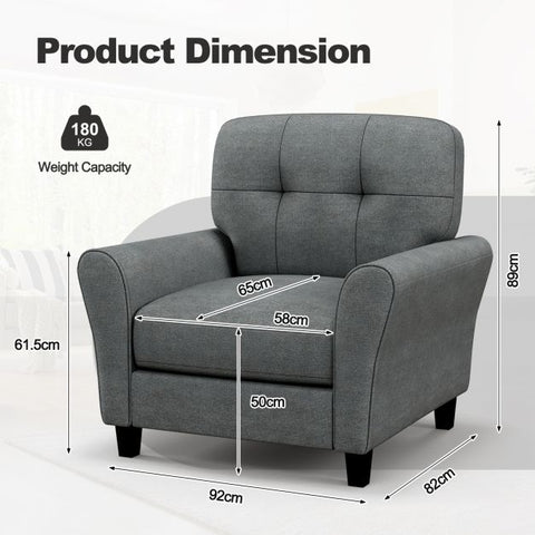 Signature Wide Armchair with Soften Backrest and Seat in Grey