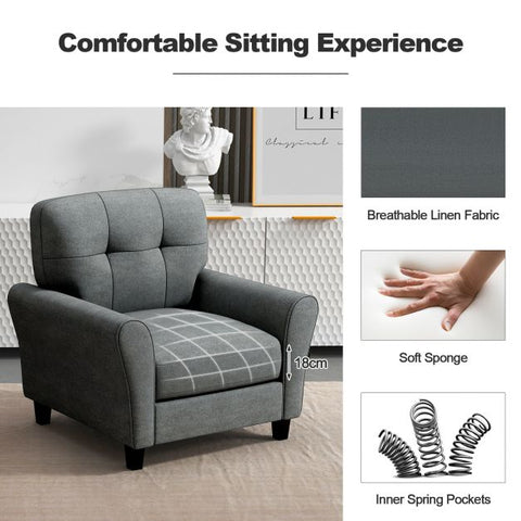 Signature Wide Armchair with Soften Backrest and Seat in Grey