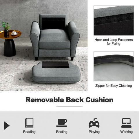 Signature Wide Armchair with Soften Backrest and Seat in Grey
