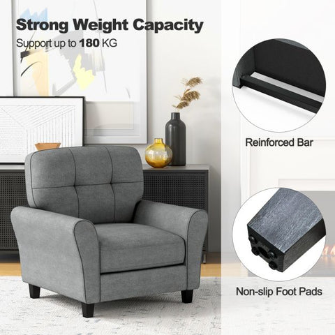 Signature Wide Armchair with Soften Backrest and Seat in Grey