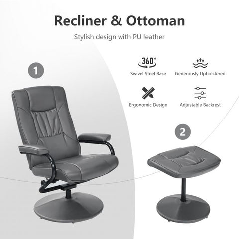 Master Recliner Chair with Footstool and Adjustable Backrest