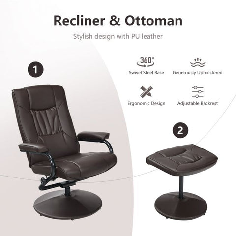 Master Recliner Chair with Footstool and Adjustable Backrest