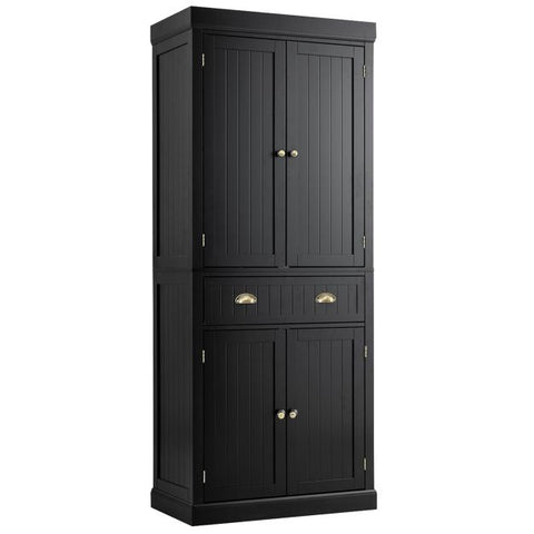 Multi-purpose Tall Kitchen Cabinet with Moveable Shelves and Sleek Doors