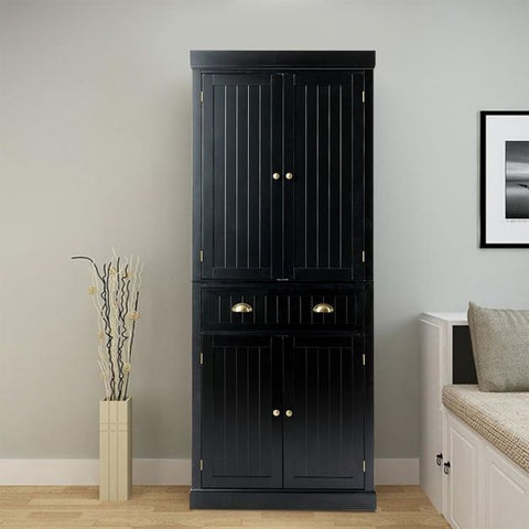 Multi-purpose Tall Kitchen Cabinet with Moveable Shelves and Sleek Doors