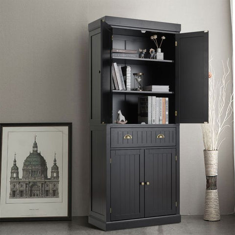 Multi-purpose Tall Kitchen Cabinet with Moveable Shelves and Sleek Doors