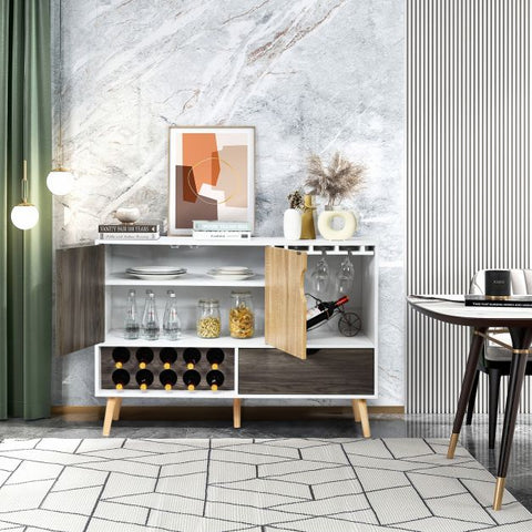 Modern and Unconventional Kitchen Sideboard with Wine Rack and Ample Storage