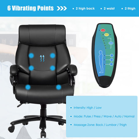 Ergonomic Stylish Leather Office Chair with Configurable Massage Function
