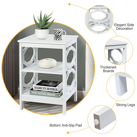 Multi-Function 3 Tier Side Table with Ample Storage and Sturdy Design