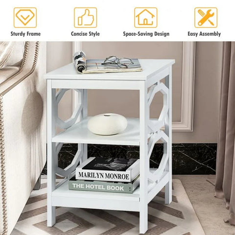 Multi-Function 3 Tier Side Table with Ample Storage and Sturdy Design