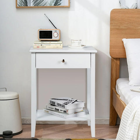 Compact 2 Tier Side Table with Ample Storage and Contemporary Minimalism Design