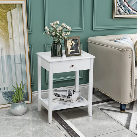 Compact 2 Tier Side Table with Ample Storage and Contemporary Minimalism Design