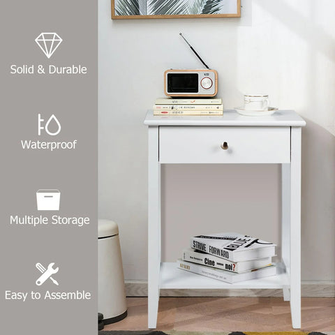 Compact 2 Tier Side Table with Ample Storage and Contemporary Minimalism Design