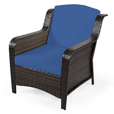 Garden Ottoman and Sofa Furniture Set with Removable Cushions n Navy