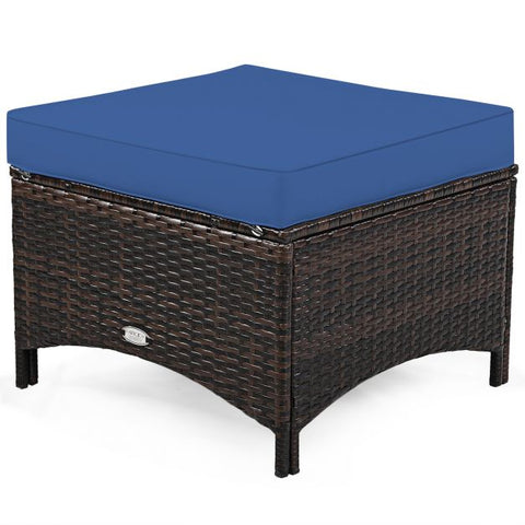 Garden Ottoman and Sofa Furniture Set with Removable Cushions n Navy