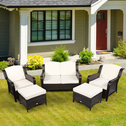 Garden Ottoman and Sofa Furniture Set with Removable Cushions n Navy