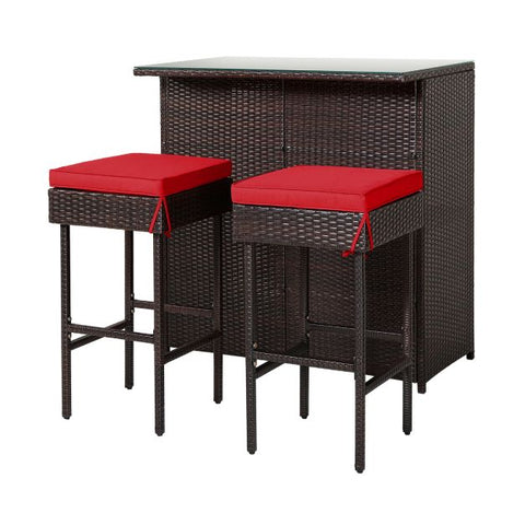 Garden Bar Table and Stools Set with soft cushions in Turquoise
