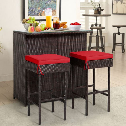 Garden Bar Table and Stools Set with soft cushions in Turquoise