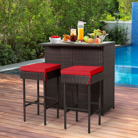 Garden Bar Table and Stools Set with soft cushions in Turquoise