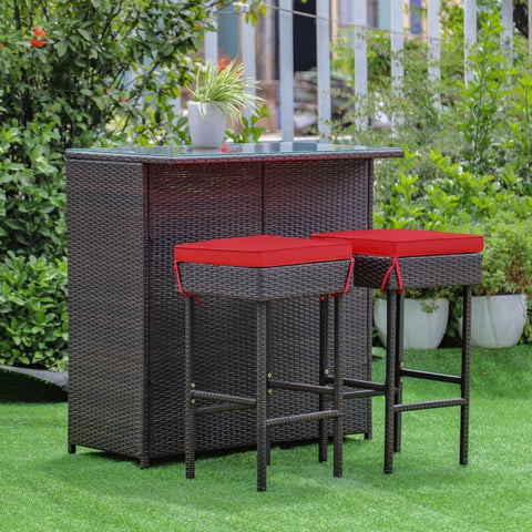 Garden Bar Table and Stools Set with soft cushions in Turquoise