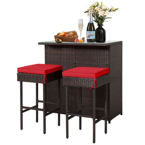 Garden Bar Table and Stools Set with soft cushions in Turquoise