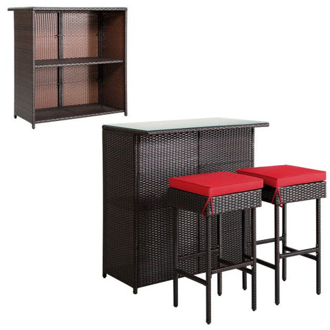 Garden Bar Table and Stools Set with soft cushions in Turquoise