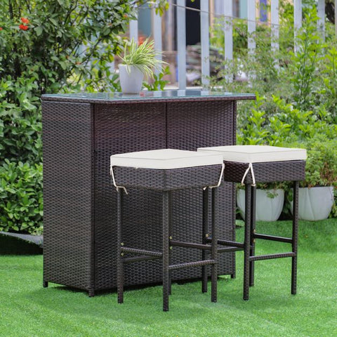 Garden Bar Table and Stools Set with soft cushions in Turquoise