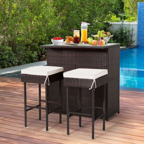 Garden Bar Table and Stools Set with soft cushions in Turquoise