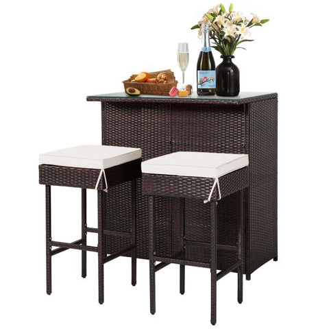 Garden Bar Table and Stools Set with soft cushions in Turquoise