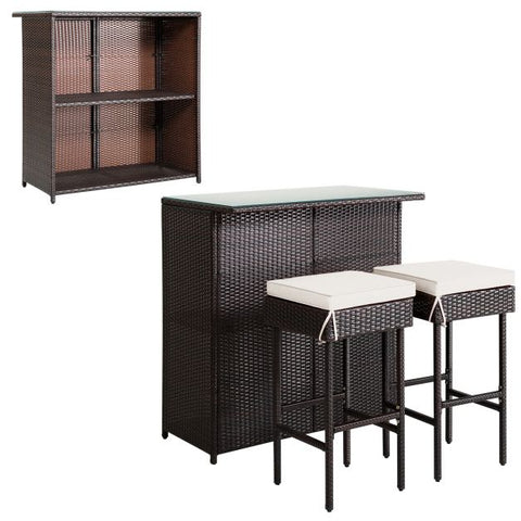 Garden Bar Table and Stools Set with soft cushions in Turquoise