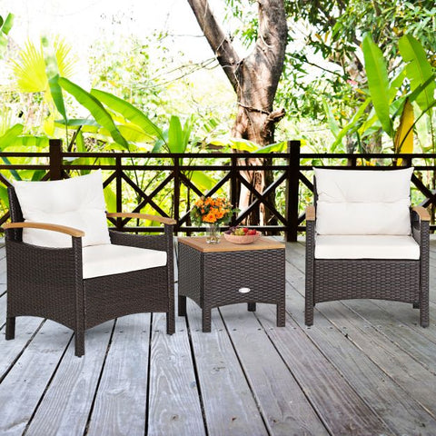 Outdoor Furniture Set made with Rattan material and soft cushions in off-white