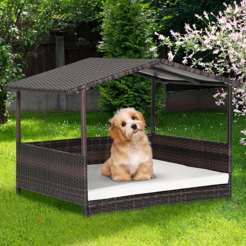 Chic Wicker Dog House Featuring
