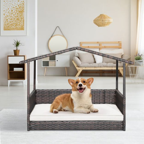 Chic Wicker Dog House Featuring