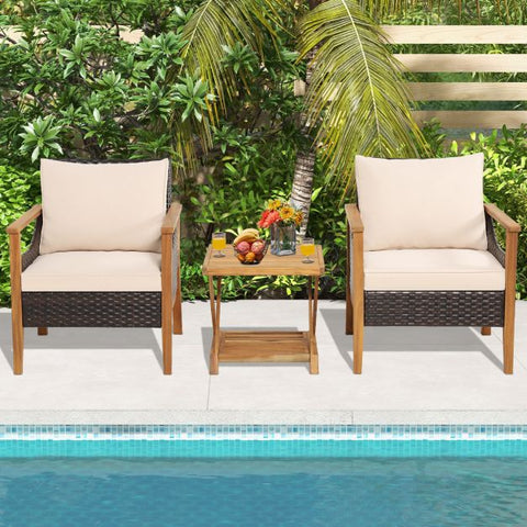 Crown Outdoor Table and Chairs Furniture Set in Brown