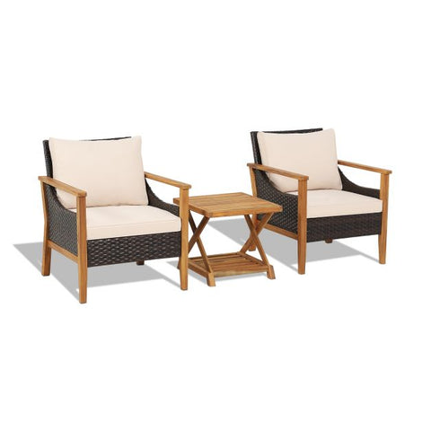 Crown Outdoor Table and Chairs Furniture Set in Brown