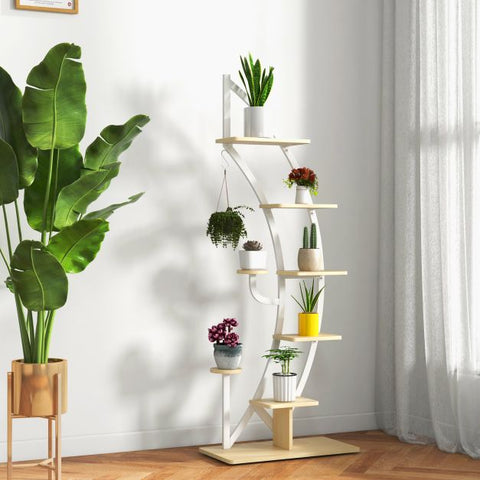 Elegant 8 Tier Half Moon Plant Stand with Hooks