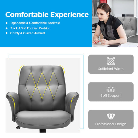 Stylish Ergonomic Office Chair with Height Adjustment and Swivel in Grey