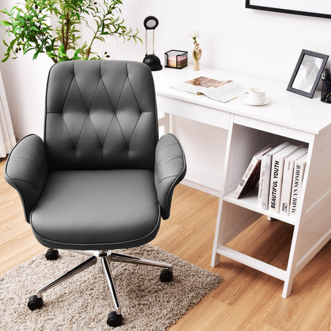 Stylish Ergonomic Office Chair with Height Adjustment and Swivel in Grey