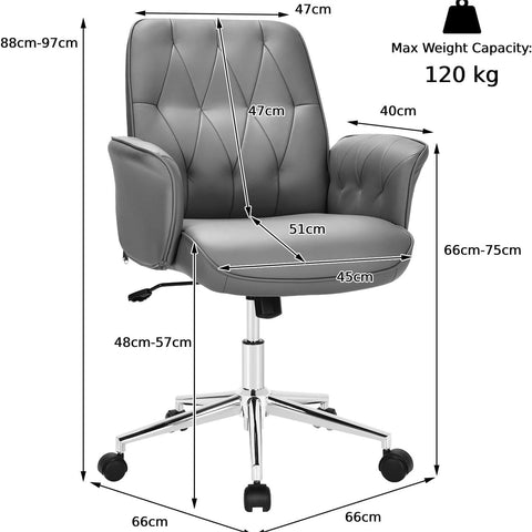 Stylish Ergonomic Office Chair with Height Adjustment and Swivel in Grey