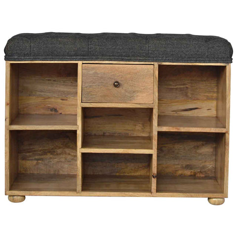 Handmade Solid Hallways Bench with 1 Drawer and 6 Cubes Storages, with Seating